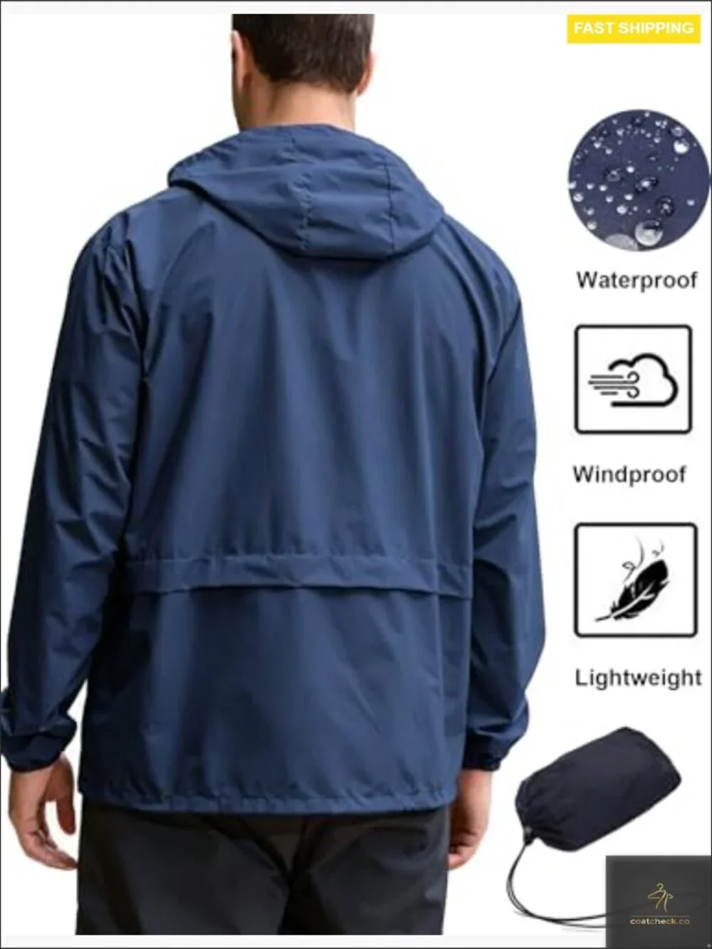 Lightweight Waterproof Rain Jacket with Hood Packable Windbreaker Hiking